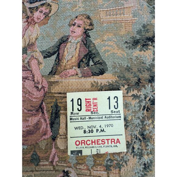 1930's French Woven Tapestry Purse with Orchestra Ticket Stub from 1970 - Picture 14 of 15